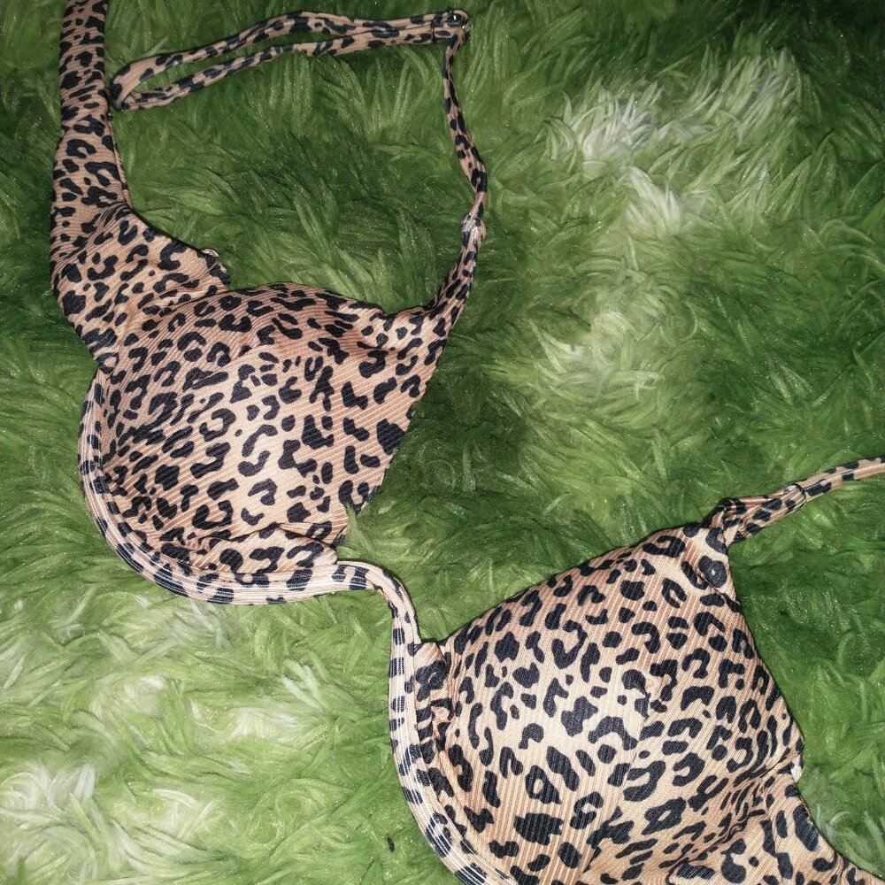 Adjustable Underwire Bikini Top, Cheetah